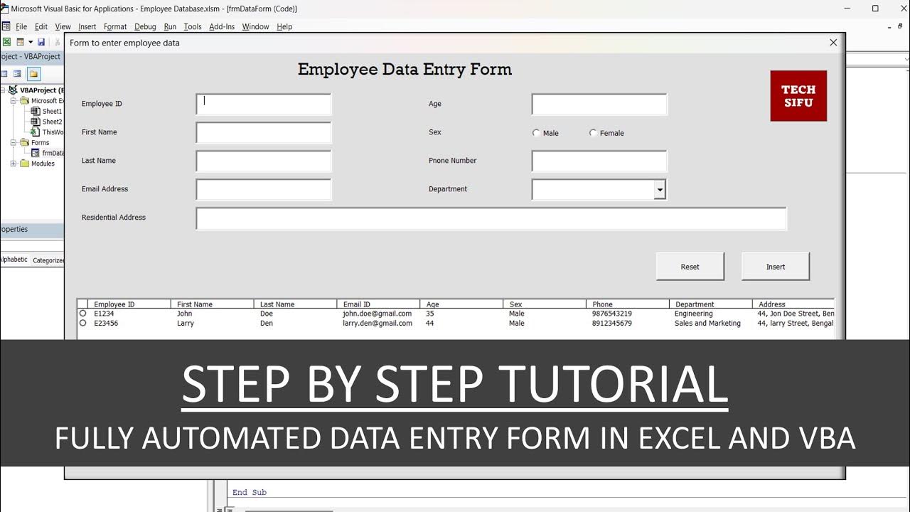 Fully Automated Data Entry User Form in Excel using VBA | TechSifu ...