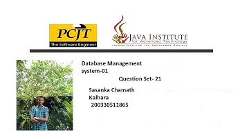 Question Set 21| Database management system| Java Institute
