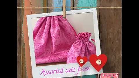 Drawstring bags of assorted sizes and themes
