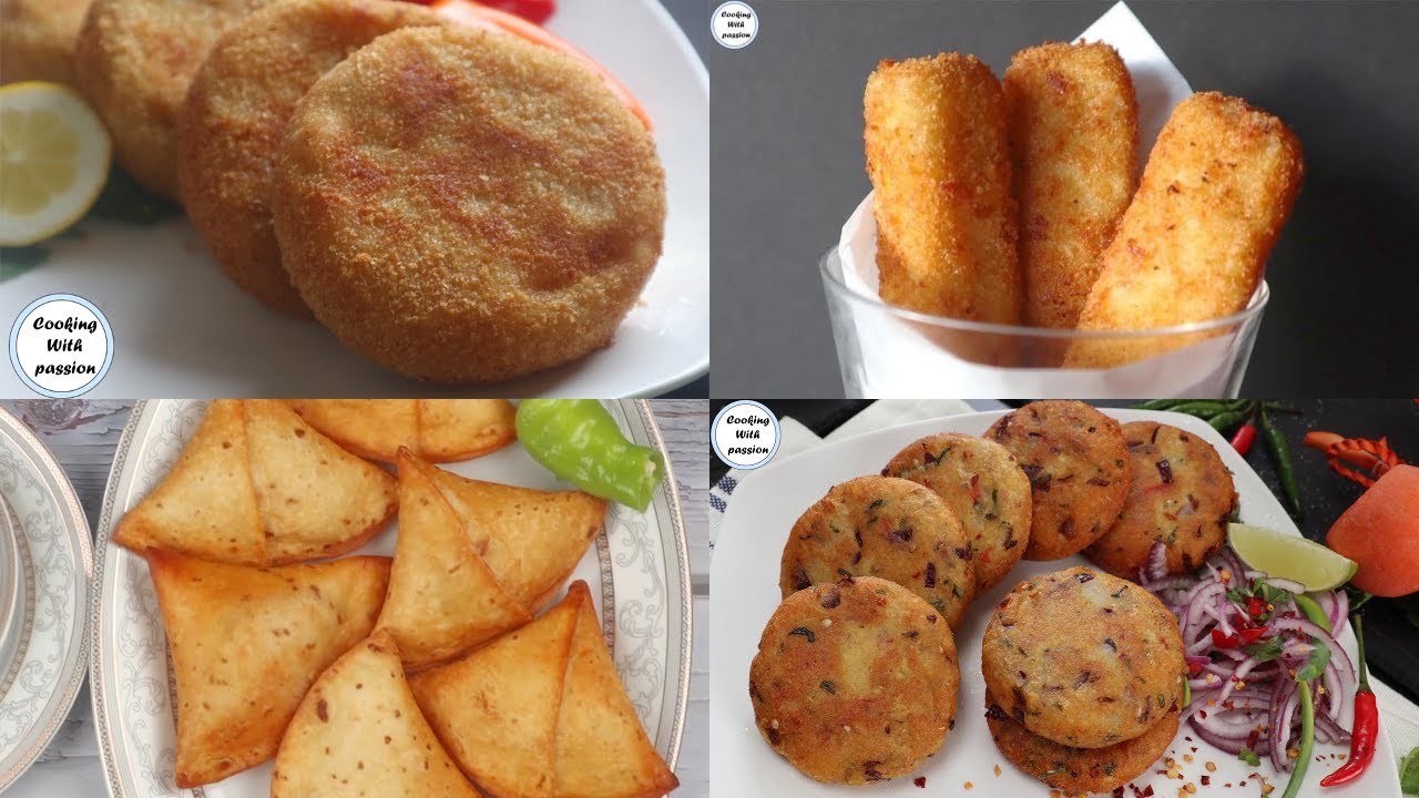 4 Potatoes Snacks | Aloo tiki | potato cutlets | Aloo samosa Ramadan Recipes |Cooking with passion
