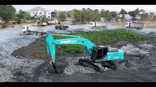 New Mission Deleting Puddle With Wheels Loader SDLG, SACHMAN Dump Trucks and KOBELKO SK300 Excavator by CC Heavy Equipment 2,203 views 1 month ago 35 minutes