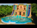 99 days in the forest build villa house twine water slide  swimming pool for entertainment place