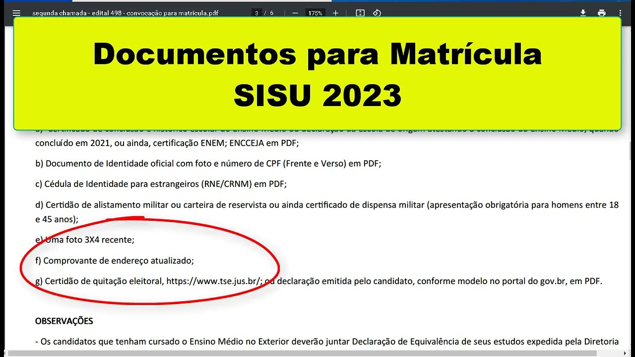 SISU 2023 - Veja os Documentos para a Matrícula no SISU 2023, ENEM