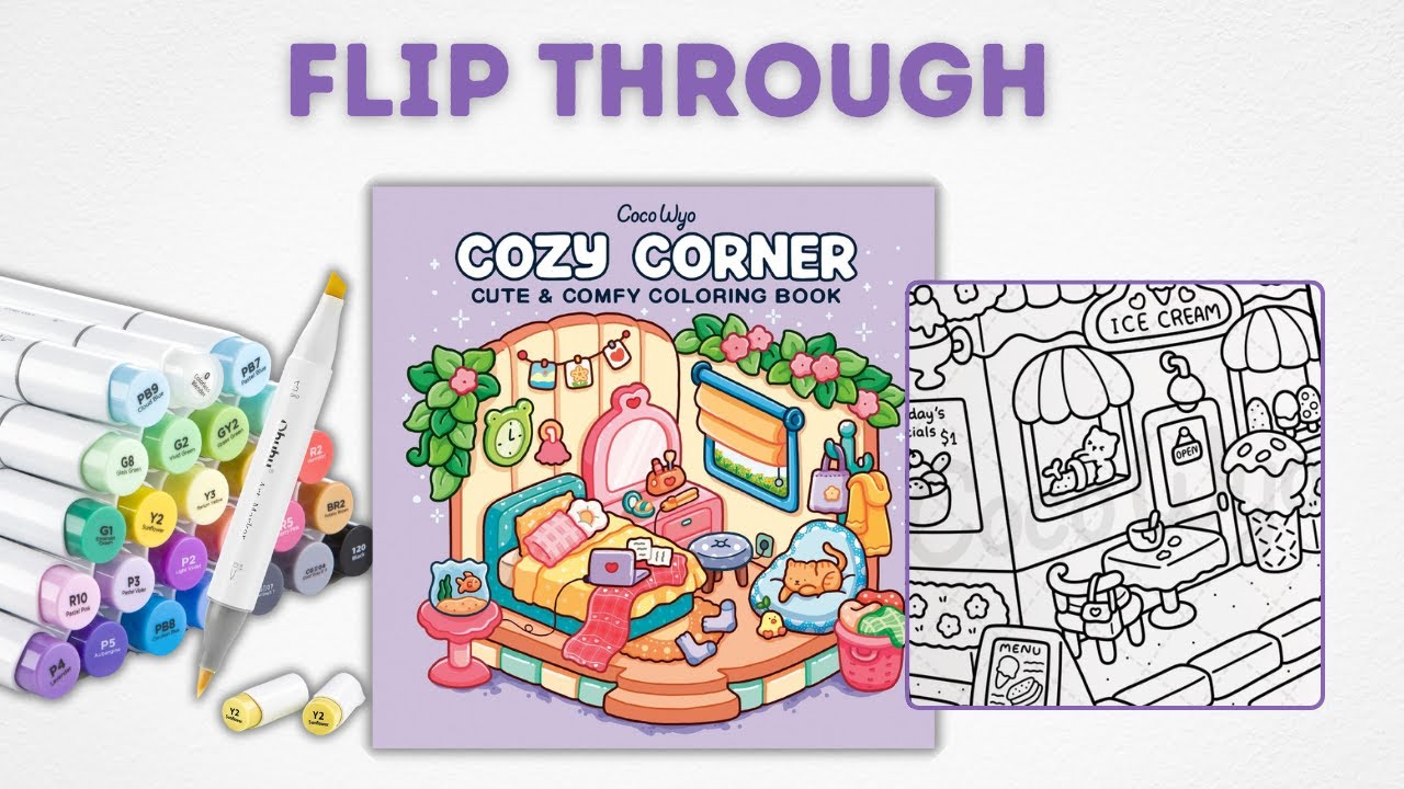 Cozy Corner Coloring Book Flip Through by Coco Wyo 🧺📖 | Soft Vibes ...