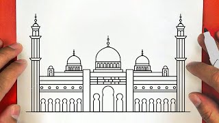 كيف ترسم مسجد 🕌 بطريقة سهلة وبسيطة جدا خطوة بخطوة / رسم سهل / تعليم الرسم للمبتدئين
