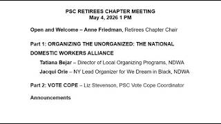 PSC Retirees Chapter Meeting - May 2026