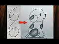 Easy to Draw a Dog from 6 || Cute Puppy Drawing 🦮 #easydrawing #art #easydrawingideas