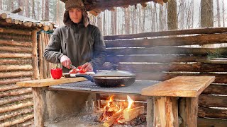 Off Grid Cabin Life | Making Stone Barbecue (BBQ) Table in the Forest Kitchen, Outdoor Kitchen