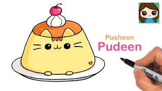 How to Draw Pudding Flan Dessert | Pusheen Food Art