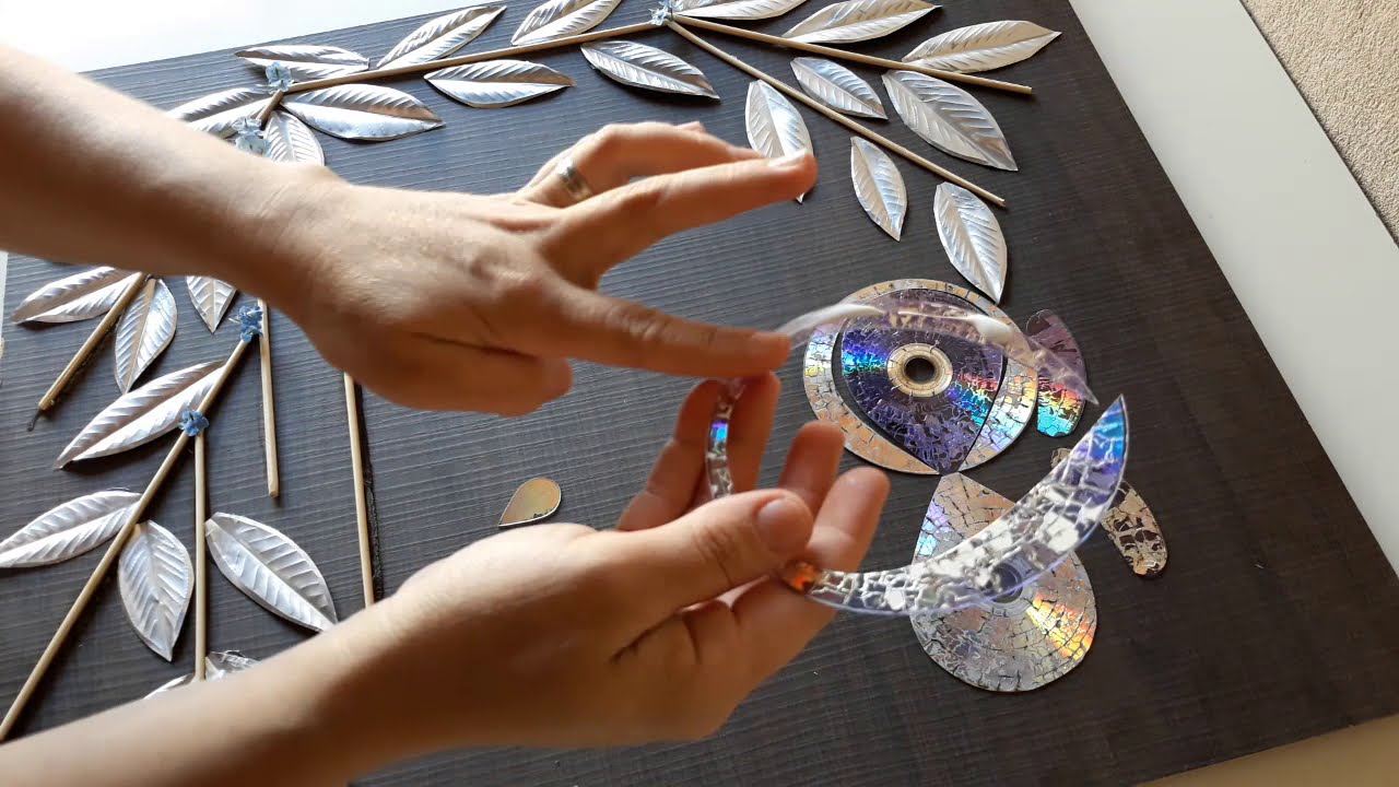 Artes com DVD´s craquelados (Coruja)