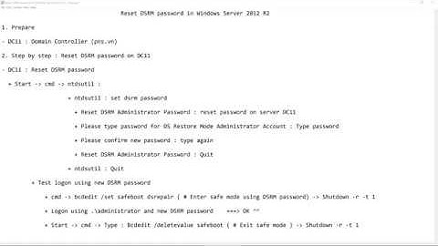 Reset DSRM password in Windows Server 2012 R2