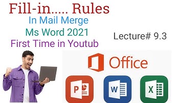 Fill in Rules in Mail Merge/Tutorial of Ms Word Lecture # 9.3 / in pashto