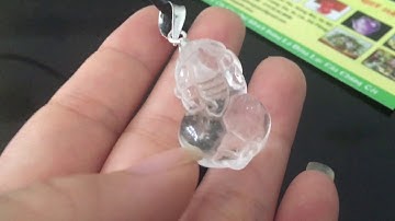 Đá quý Hà Nguyễn - mặt dây chuyền tỳ hưu đá thạch anh trắng tự nhiên tạc tay thủ công