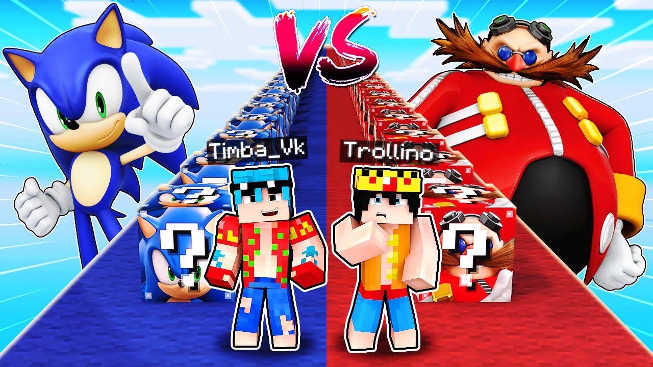 DESAFÍO DE LUCKY BLOCK de SONIC VS ROBOTNIK 😱 ¿QUIEN ES MEJOR? 🦔🤖  CARRERA DE LUCKY BLOCKS