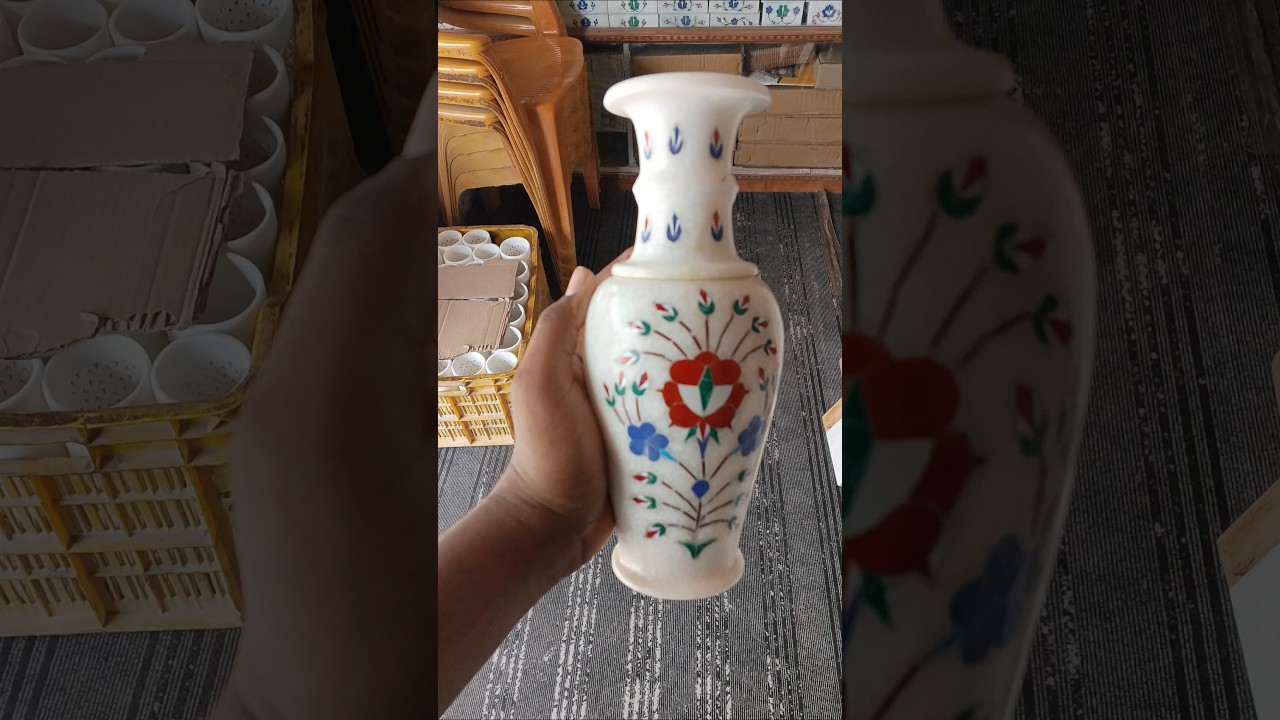 Unique Marble gifts items one-piece illa work flower 🌹 pots