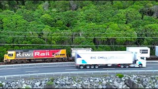 Chasing Freight Train 735 through Oaro by Drone