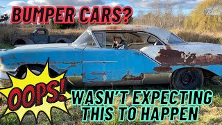 Playing BUMPER CARS with Jim's 1957 OLDSMOBILE, 1939 STUDEBAKER, and 1940 CHEV