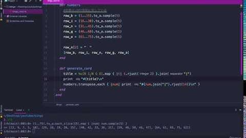 【初学者なんちゃってライブコーディング】Rubyでビンゴカード作成するプログラムを作る
