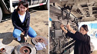 Quanmei Maintained the Truck | Beautiful Lady Truck driver Quanmei