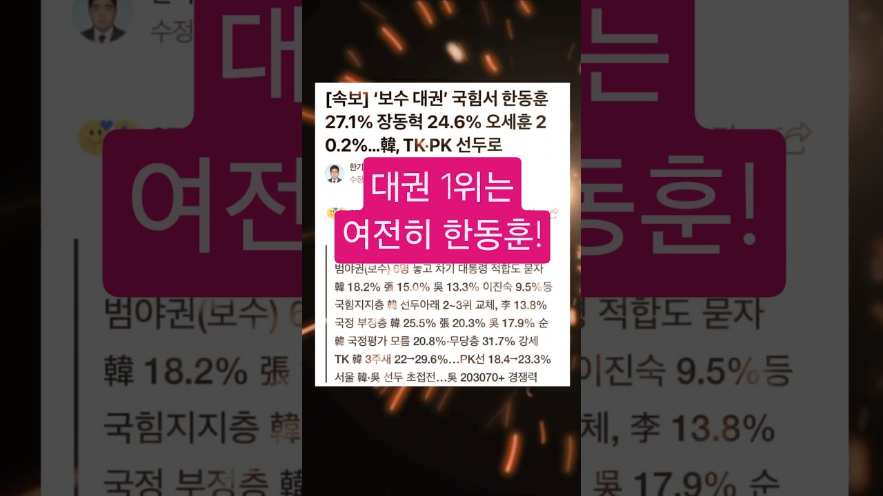 계속 연일 차기 지도자 1위 #한동훈