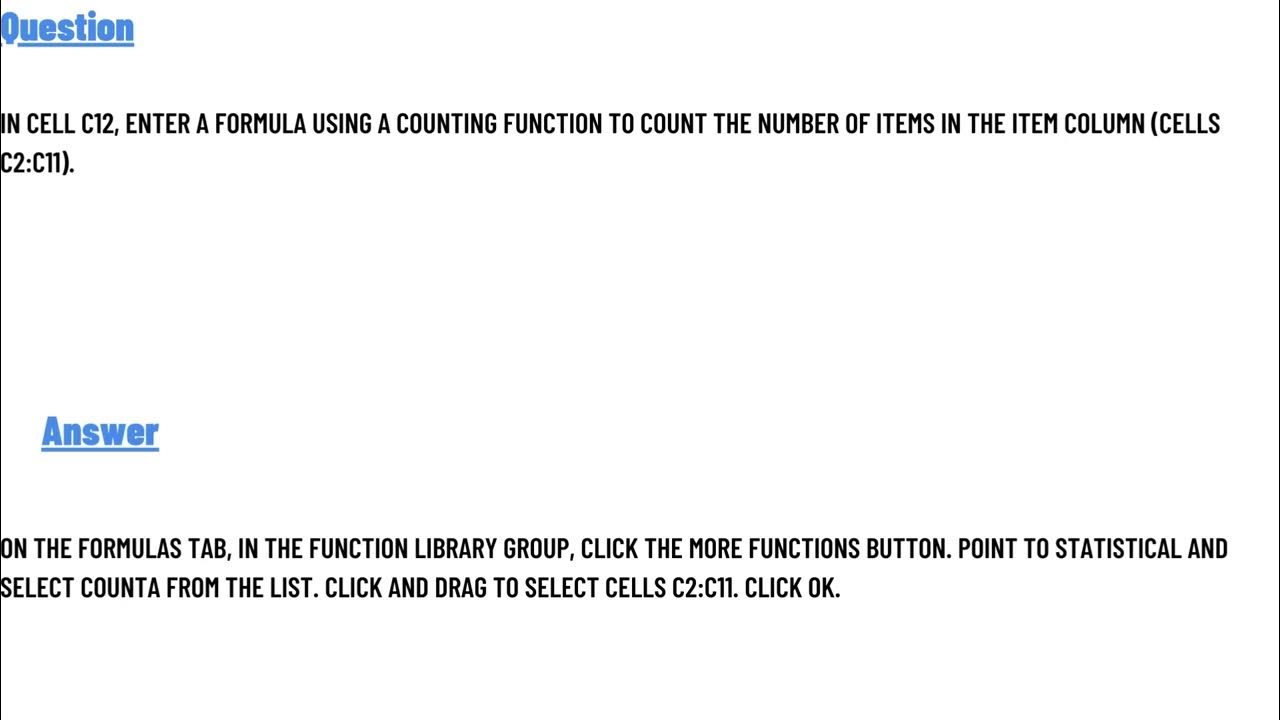 In Cell C12 Enter A Formula Using A Counting Function To Count The in-cell-c12-enter-a-formula-using-a-counting-function-to-count-the