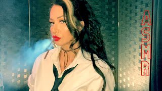 SMOKE A CIGARETTE WITH ME (LONG RED NAILS & CRISP WHITE SHIRT & TIE) ASMR