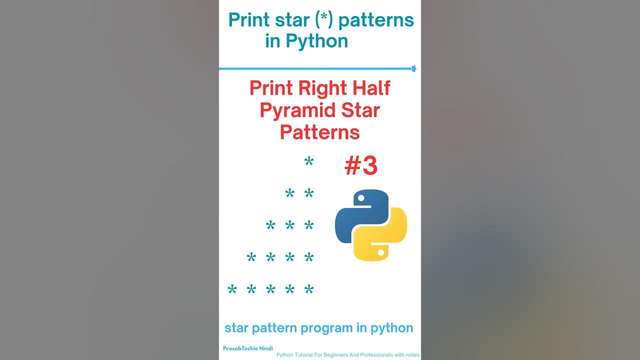 print right half pyramid star pattern in python - 03 # ...