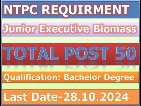 NTPC Junior Executive Biomass Recruitment 2024 - YouTube