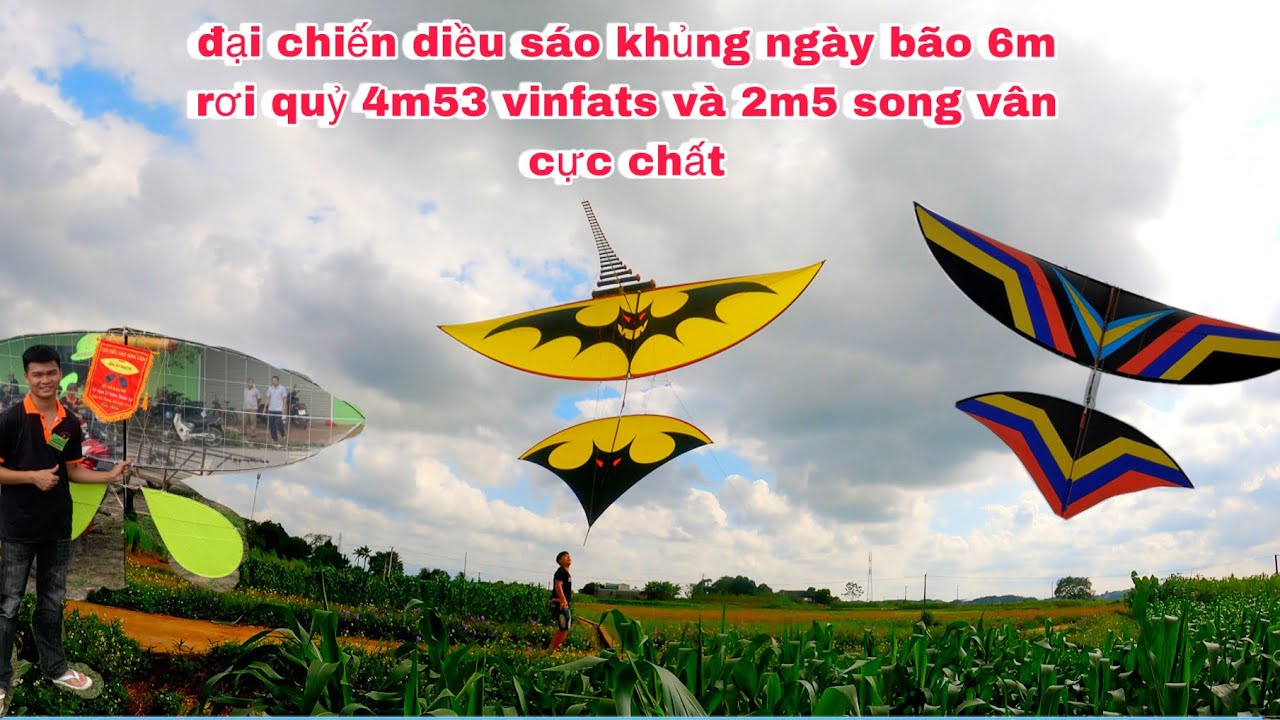 Ba Sói TV | đại chiến diều sáo khủng ngày bão 6m rơi quỷ 4m53 vinfats và 2m5 song vân cực chất