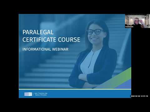 Paralegal Informational Webinar (April 2020) | The Center for Legal Studies