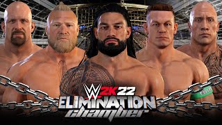 WWE 2K22 Elimination Chamber Match - Roman Reigns, John Cena, Lesnar, Rollins, The Rock, Stone Cold!