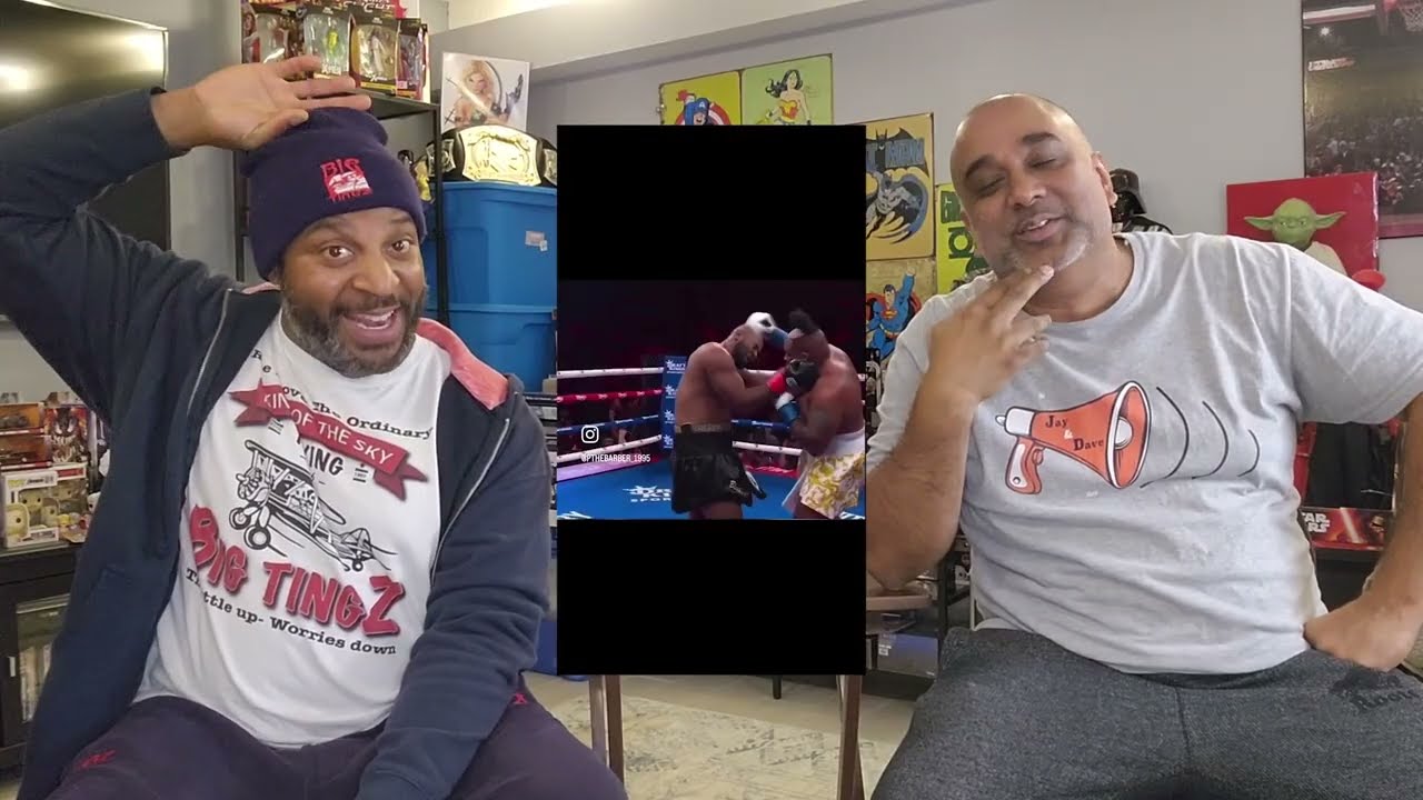 Jarrell Miller a boxer gets his toupee punched off his head in the middle of his fight