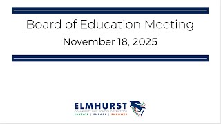 Board of Education Meeting - November 18, 2025