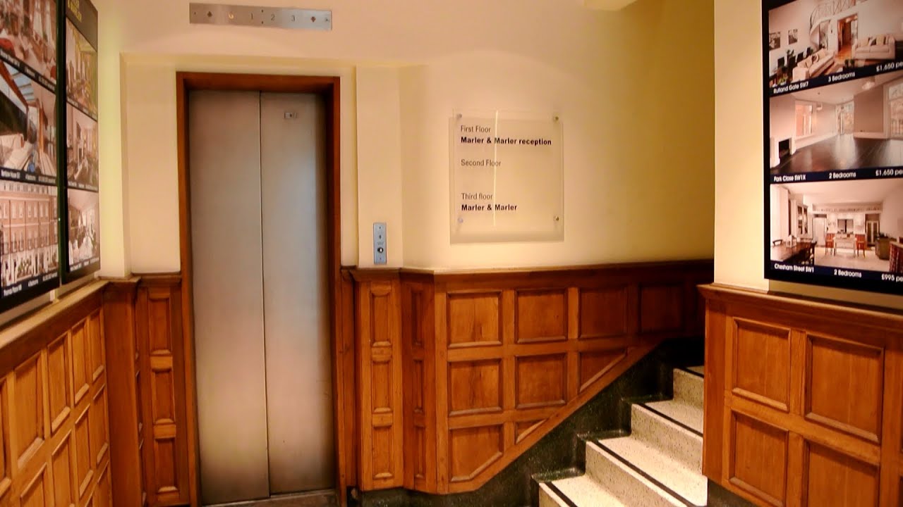 Original 1950s OTIS traction elevator 6 Sloane St, London, England