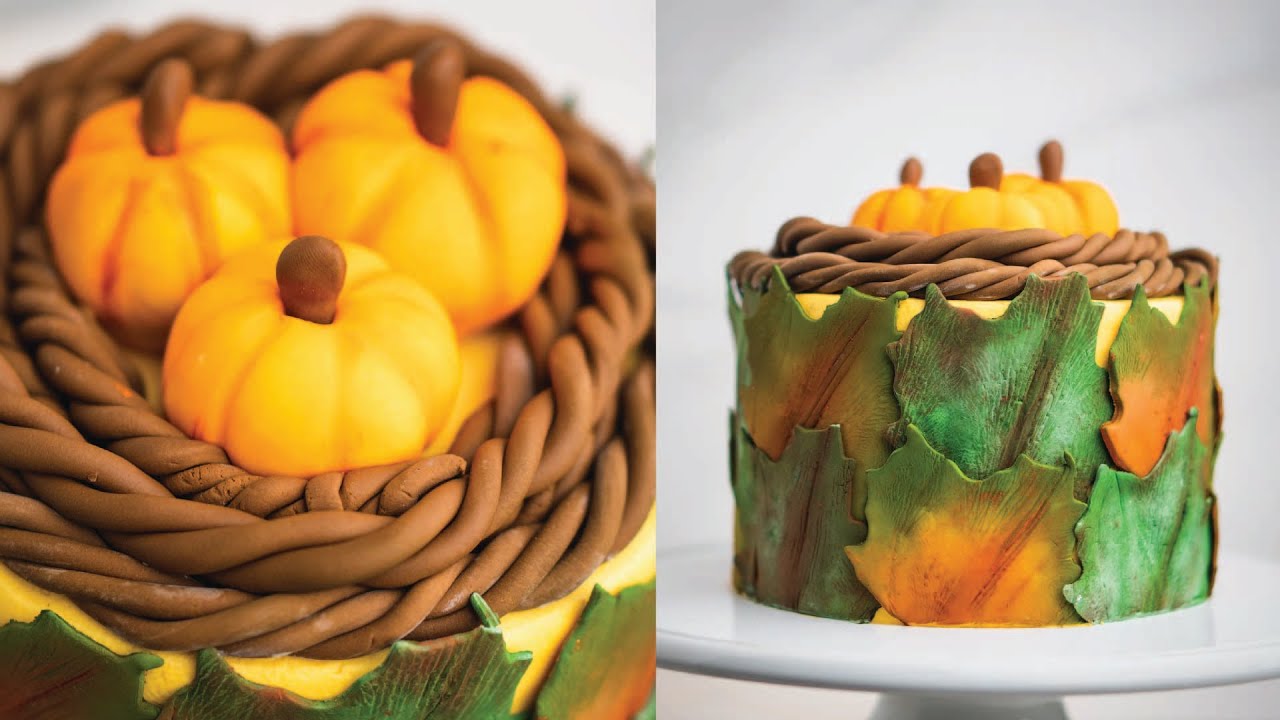 How to Make a Fall Inspired Pumpkin and Leaf Cake