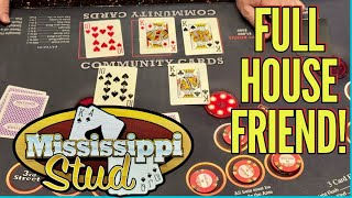 This FULL HOUSE BROKE The Table! Friends' Craziest Mississippi Stud Win! Learn To Play With Us!