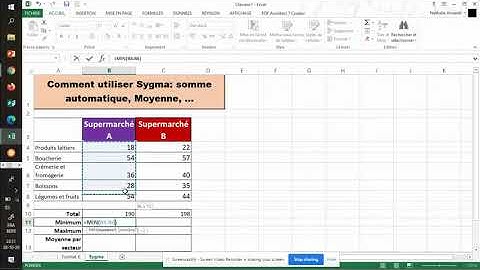 Excel utilisation de sygma pour somme automatique moyenne min max