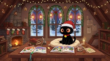 Creating Christmas Stories by the Fireplace with Cat 🔥 Cozy Attic Lofi Mix