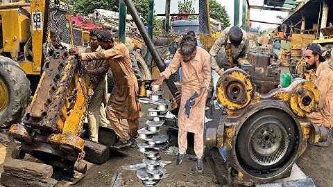 CAT 966E wheel loader engine complete rebuild.| CAT 6 Cylinder Engine Repair At a Local Workshop