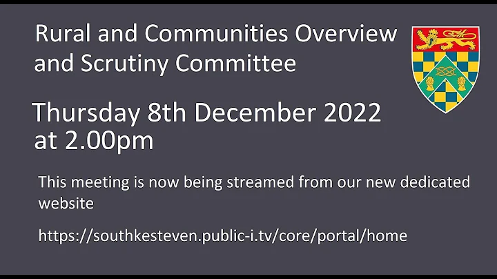 Rural and Communities Overview and Scrutiny Committee - Thursday 8th December at 2.00pm