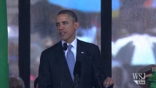 President Obama Speaks at Nelson Mandela's Funeral