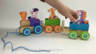 Okeykids Wooden Wonders Push and Pull Busy Animal Train by Imagination