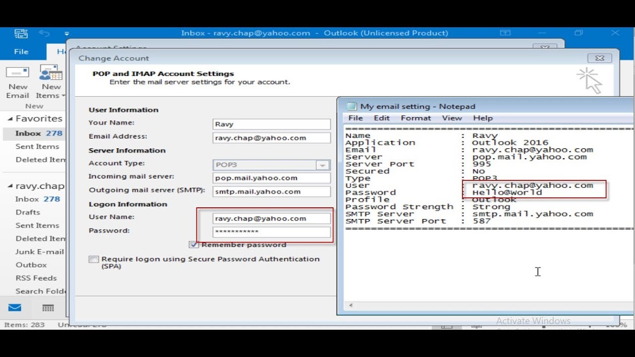 How to view password in Outlook application