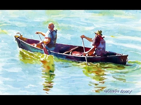 painting a watercolour - men in a canoe - youtube