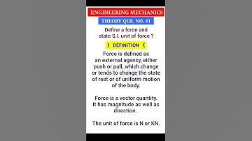 ENGINEERING MECHANICS THEORY QUESTION 1 #shorts #tiklesacademy