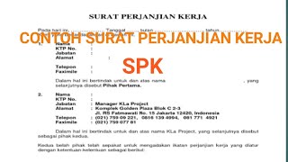 Contoh Surat Perjanjian Kerja (SPK)