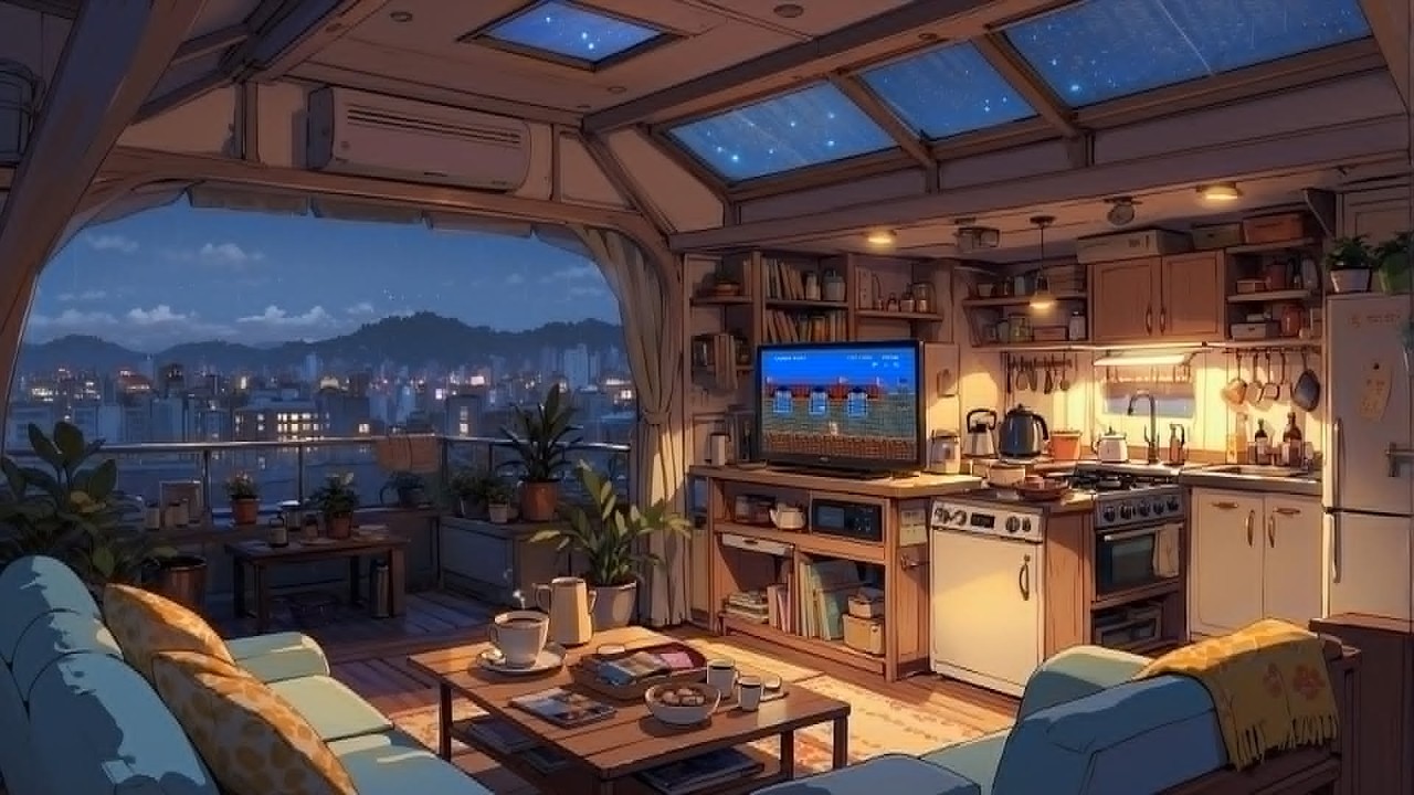 Cozy Apartment on a Rainy Night 🌧️ Lofi Beats for Study, Relaxation & Sleep ☕