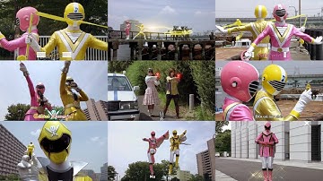 Gokaiger Gokai Pink(Ahim de Famille)and Gokai Yellow(Luka Millfy)Shine in Gogo V Tribute Episode 