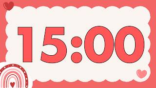 15 Minute Fun Valentine’s Day Rainbow Timer (Happy Chimes Alarm at End, No Music)