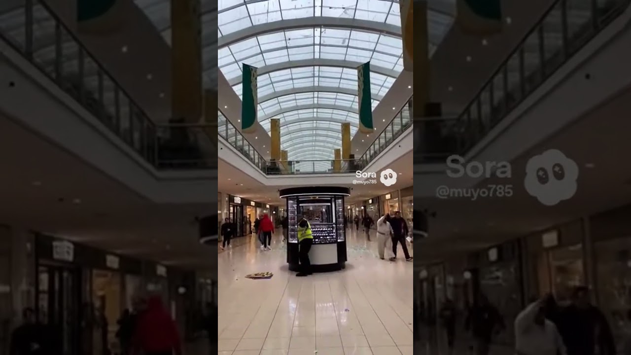 Tornado Rips Through Mall Atrium Glass Ceiling Shatters as Crowd Panics